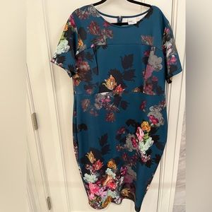 ASOS Curve Knee Length Dress with Floral Pattern 3/4 Sleeve Brand New Size 18